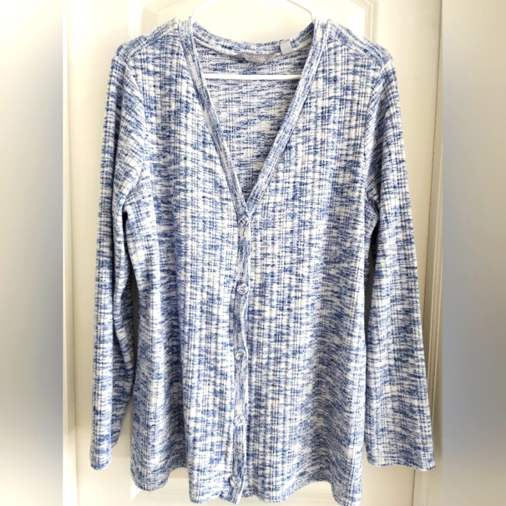 Susan Graver Textured Blue and White Sweater
